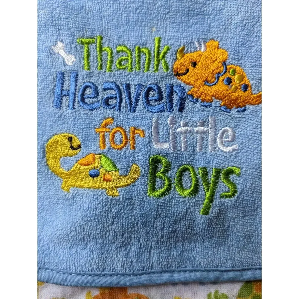 Parent Choice Embroidered Embroidery Dinosaur Baby 2 Pack Bibs THANK HEAVEN BOYS